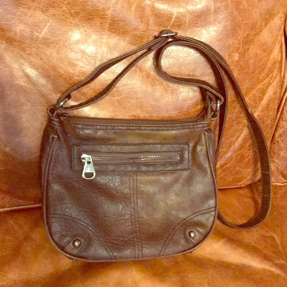 Plum Brown Leather Crossbody